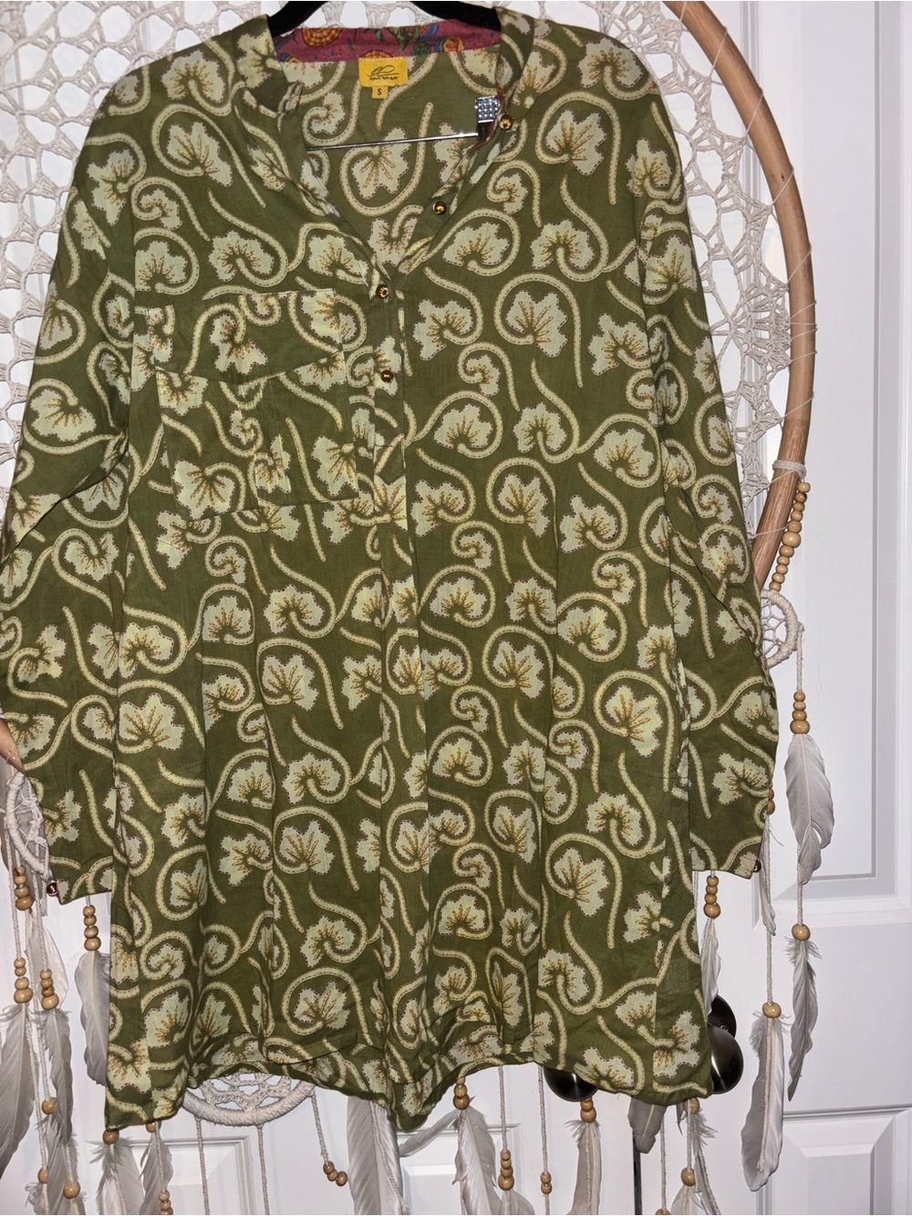Roberta Roller Rabbit Green Paisley Cotton tunic Size Small‎ A00349